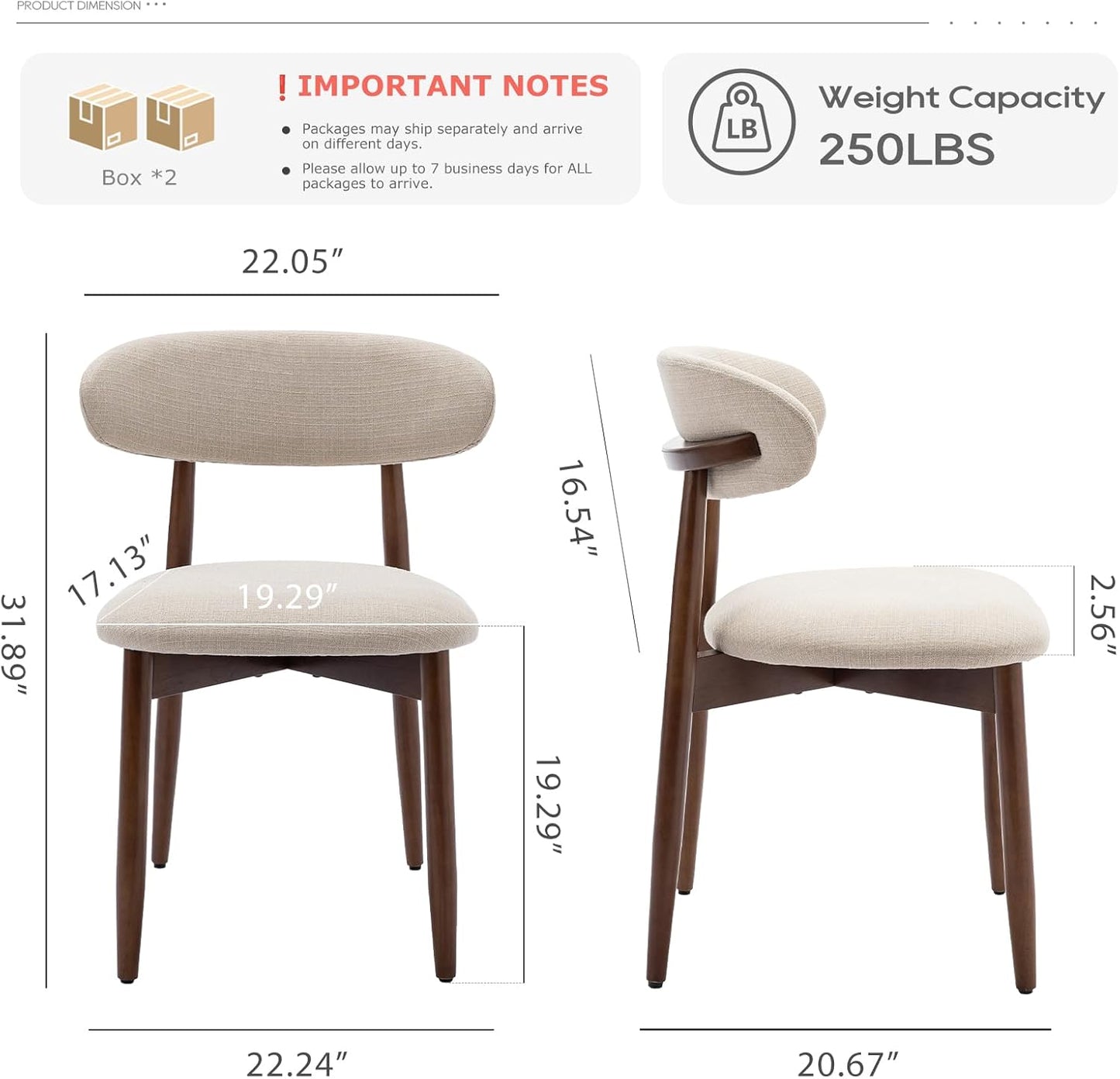 ✨ Modern Farmhouse Dining Chairs Set | Upholstered Fabric Kitchen Chairs with Solid Wood Legs for Elegant Homes 🤍