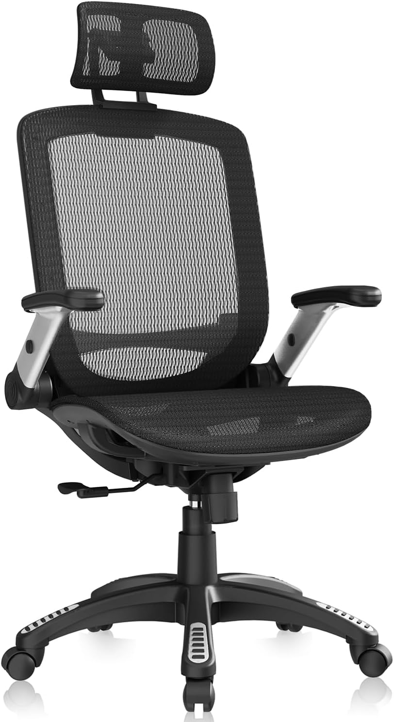 🪑 Premium Ergonomic Office Chair | Adjustable High Back Mesh Desk Chair with Headrest & Flip-Up Arms ✨