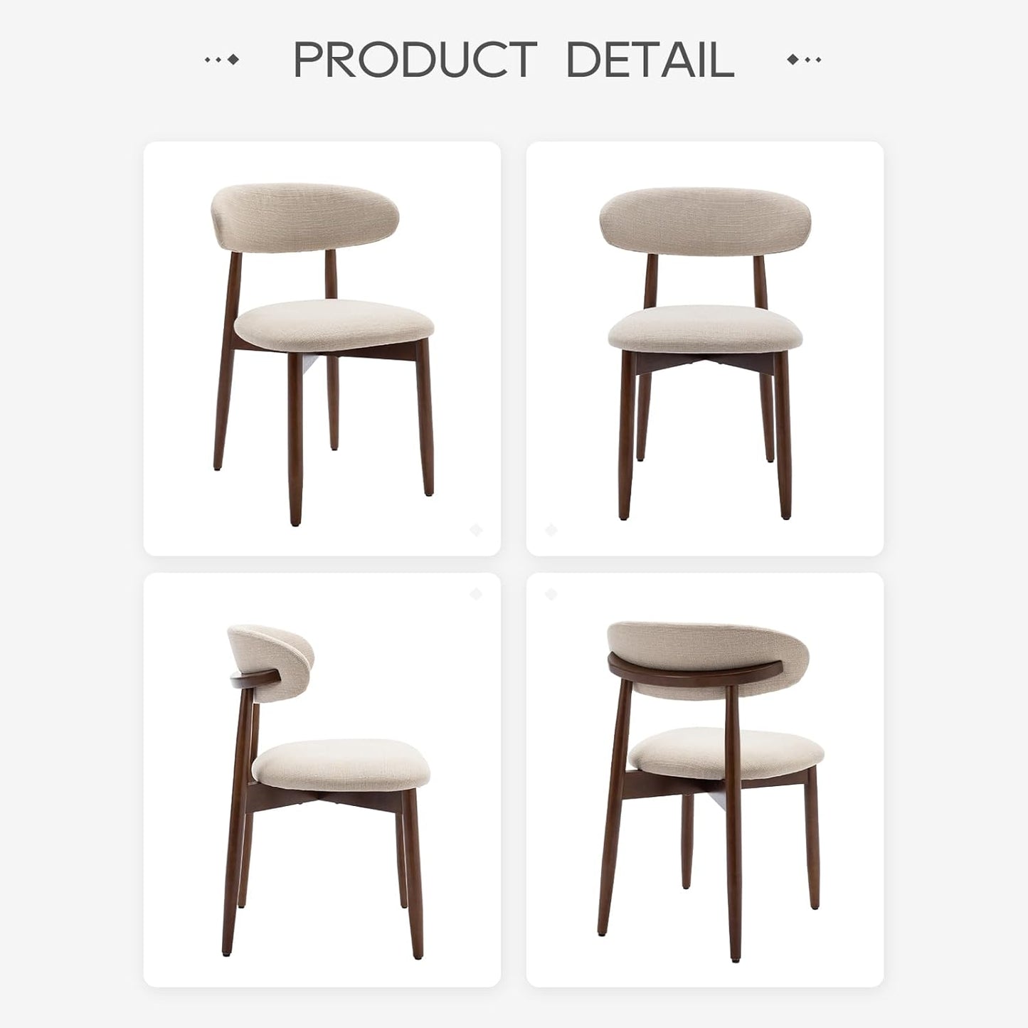 ✨ Modern Farmhouse Dining Chairs Set | Upholstered Fabric Kitchen Chairs with Solid Wood Legs for Elegant Homes 🤍