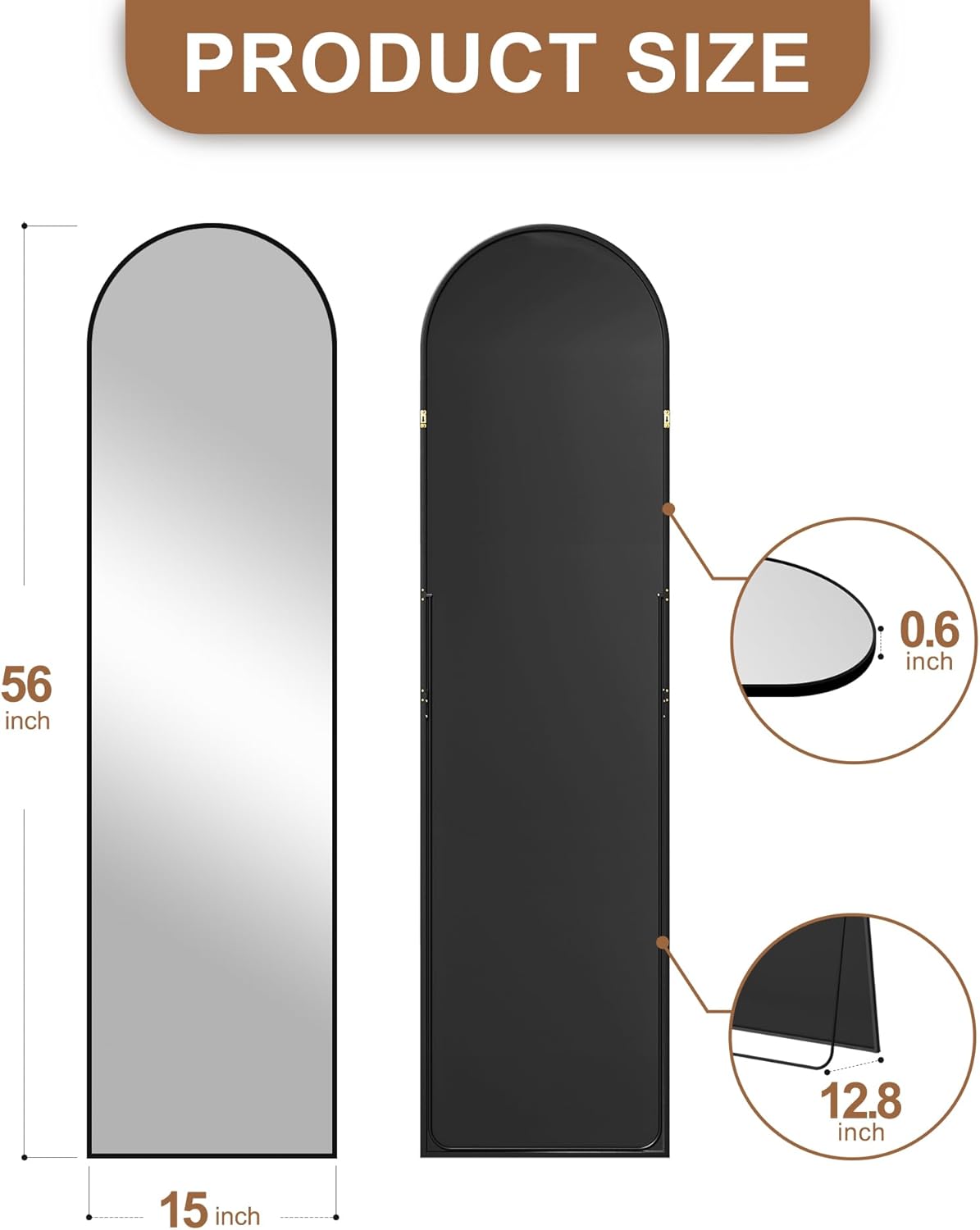 🏡 Luxury Look Full Length Arch Mirror | Contemporary Standing Mirror with Aluminum Frame for Bedroom & Entryway