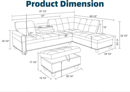 ✨ Modern Modular Sectional Sofa | Customizable L-Shaped Couch with Deep Comfort Seating for Living Room 🛋️