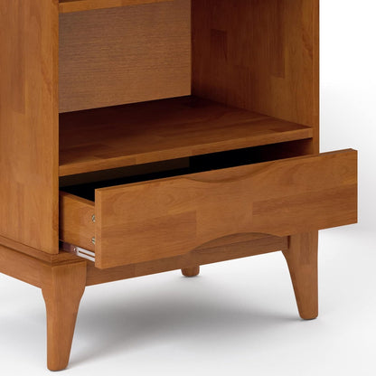 ✨ Mid Century Modern Bookcase | Solid Wood Storage Shelf with Drawer & Adjustable Shelves for Living Room 🪵