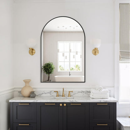 ✨ Modern Arch Wall Mirror | Elegant Black Frame Vanity Mirror for Bathroom, Bedroom & Entryway 🖤