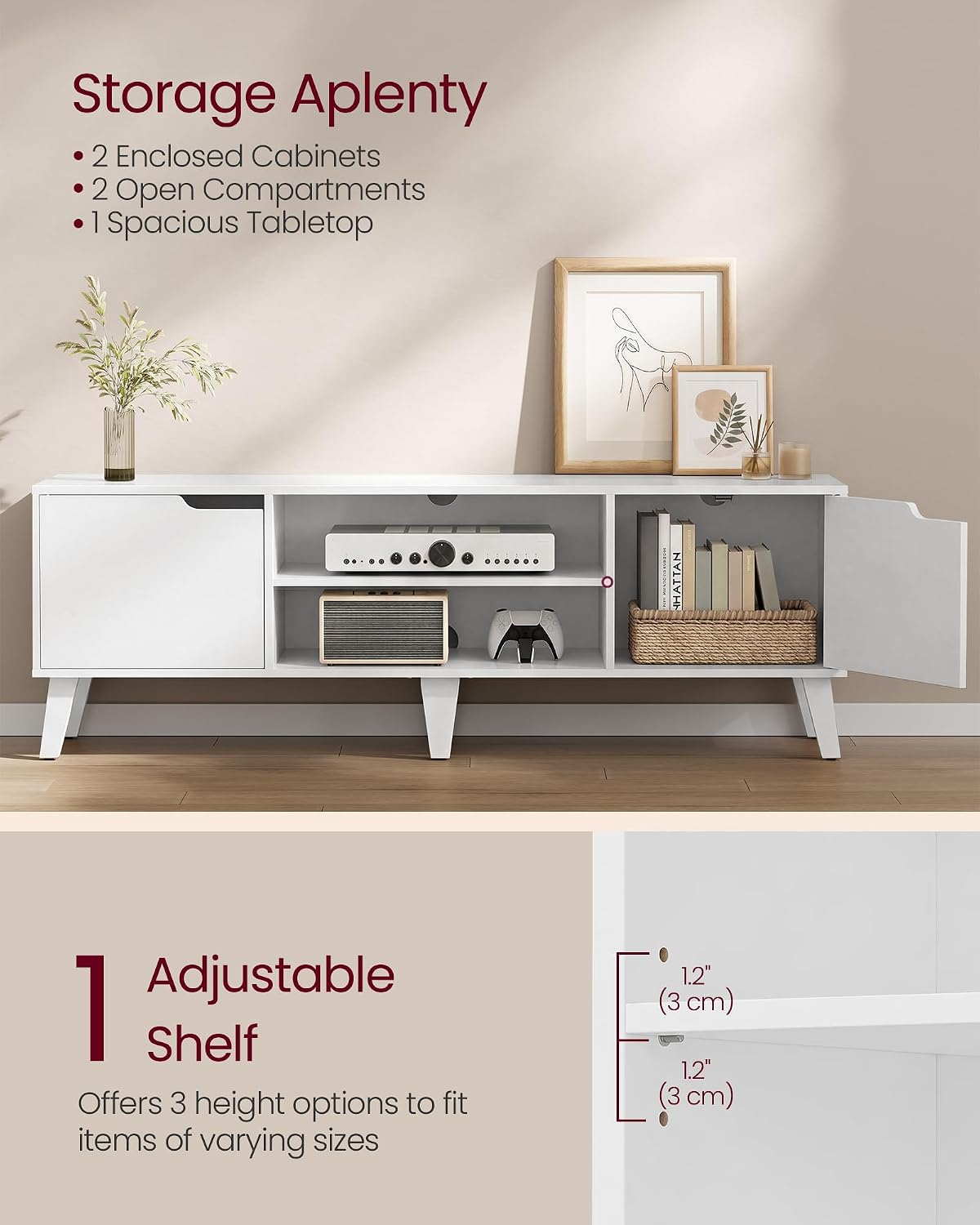 ✨ Modern TV Stand for 65 Inch TV | Stylish Entertainment Center with Storage Cabinets & Adjustable Shelves 🏡
