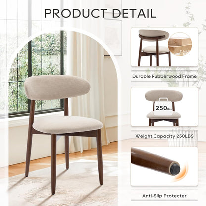 ✨ Modern Farmhouse Dining Chairs Set | Upholstered Fabric Kitchen Chairs with Solid Wood Legs for Elegant Homes 🤍