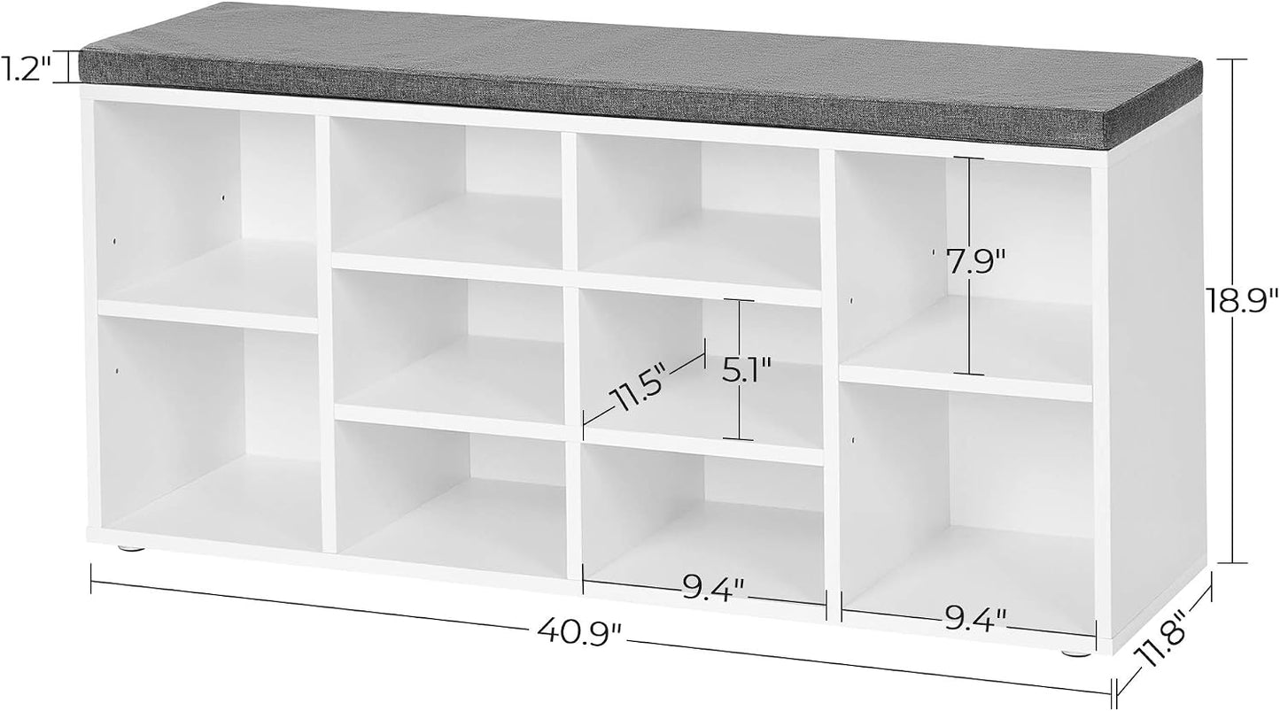 ✨ Modern Entryway Shoe Bench with Cushion | Stylish Shoe Storage Organizer with Adjustable Shelves for Home 🏡
