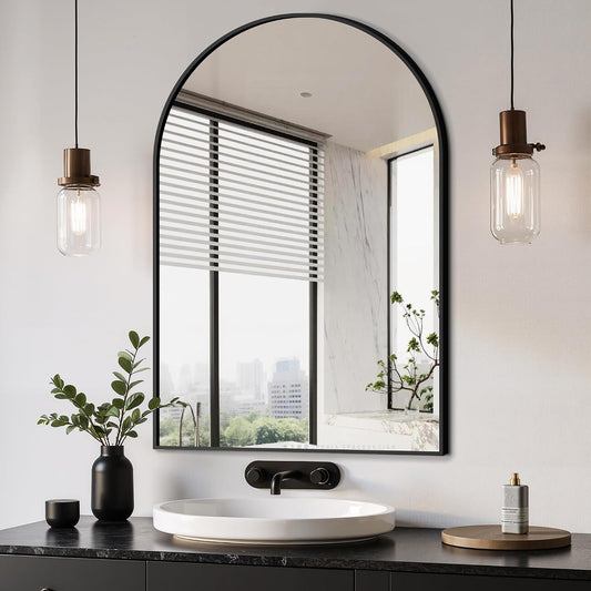 ✨ Modern Arch Wall Mirror | Elegant Black Frame Vanity Mirror for Bathroom, Bedroom & Entryway 🖤