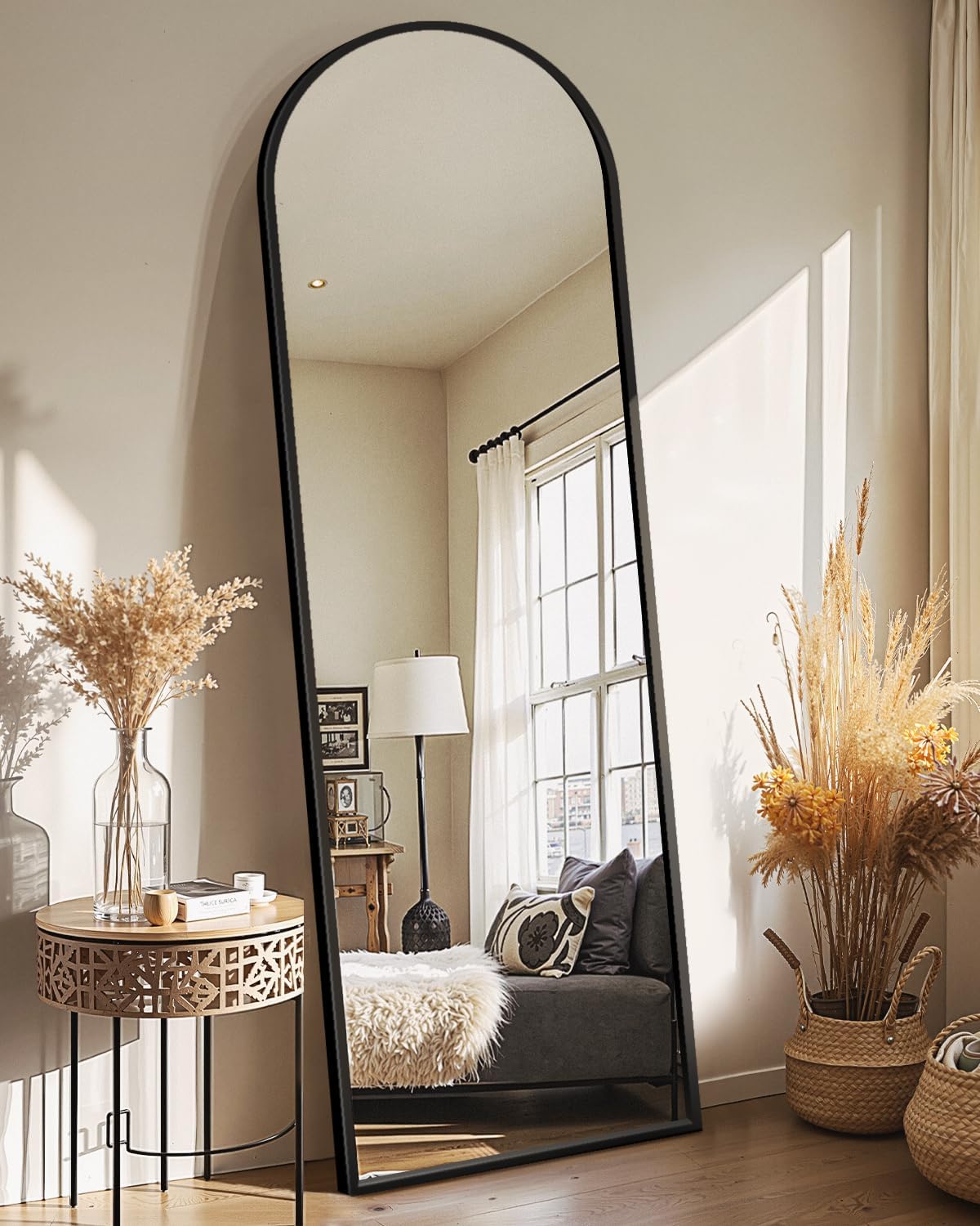 🏡 Luxury Look Full Length Arch Mirror | Contemporary Standing Mirror with Aluminum Frame for Bedroom & Entryway