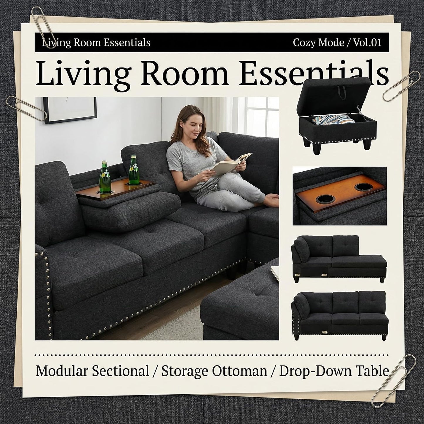 ✨ Modern Modular Sectional Sofa | Customizable L-Shaped Couch with Deep Comfort Seating for Living Room 🛋️