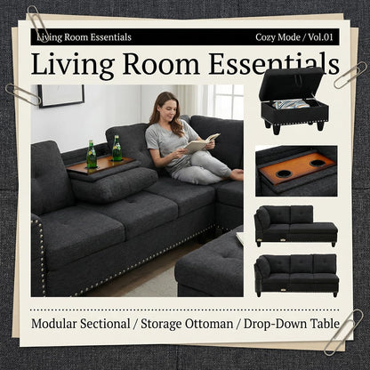 ✨ Modern Modular Sectional Sofa | Customizable L-Shaped Couch with Deep Comfort Seating for Living Room 🛋️