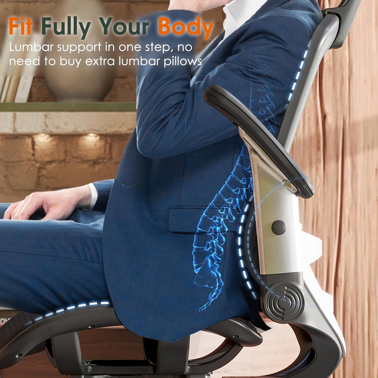 🪑 Premium Ergonomic Office Chair | Adjustable High Back Mesh Desk Chair with Headrest & Flip-Up Arms ✨