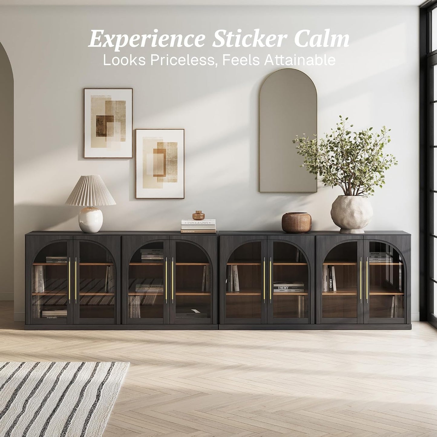 ✨ Modern Arched Sideboard Cabinet | Elegant Glass Door Storage Buffet with Adjustable Shelves for Home Decor 🏡