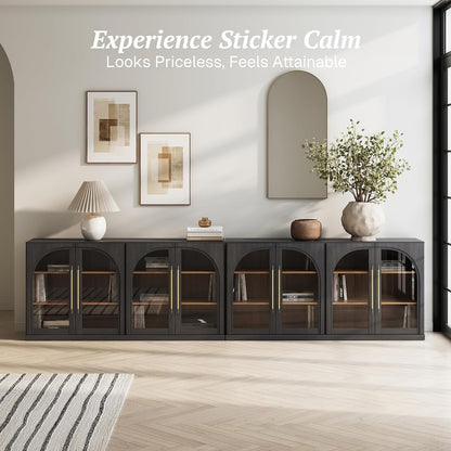✨ Modern Arched Sideboard Cabinet | Elegant Glass Door Storage Buffet with Adjustable Shelves for Home Decor 🏡