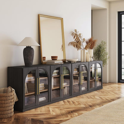 ✨ Modern Arched Sideboard Cabinet | Elegant Glass Door Storage Buffet with Adjustable Shelves for Home Decor 🏡