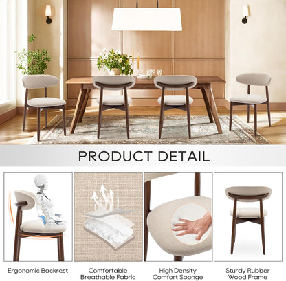 ✨ Modern Farmhouse Dining Chairs Set | Upholstered Fabric Kitchen Chairs with Solid Wood Legs for Elegant Homes 🤍