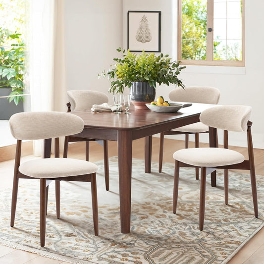 ✨ Modern Farmhouse Dining Chairs Set | Upholstered Fabric Kitchen Chairs with Solid Wood Legs for Elegant Homes 🤍