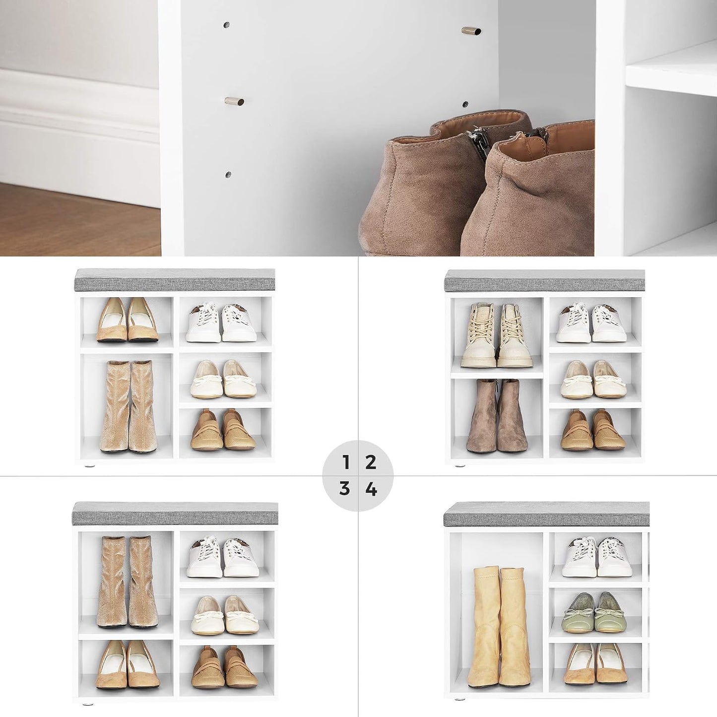 ✨ Modern Entryway Shoe Bench with Cushion | Stylish Shoe Storage Organizer with Adjustable Shelves for Home 🏡