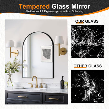 ✨ Modern Arch Wall Mirror | Elegant Black Frame Vanity Mirror for Bathroom, Bedroom & Entryway 🖤