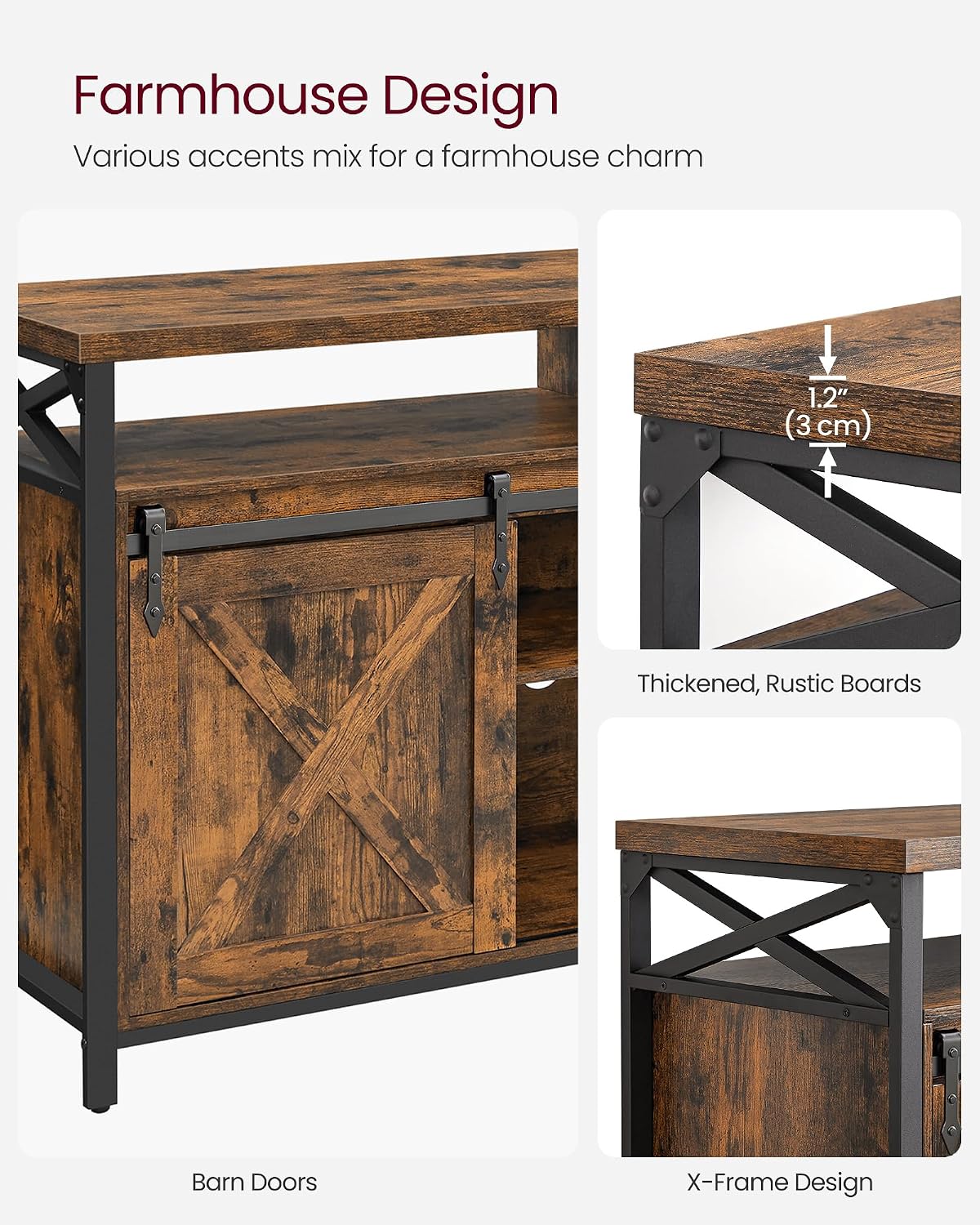 ✨ Industrial TV Stand for 65 Inch TV | Rustic Entertainment Center with Sliding Barn Doors & Storage Cabinets 🖤