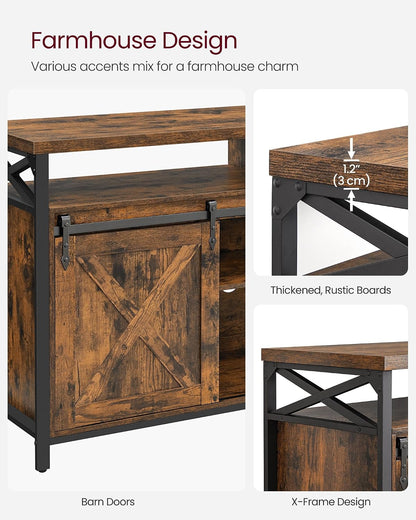 ✨ Industrial TV Stand for 65 Inch TV | Rustic Entertainment Center with Sliding Barn Doors & Storage Cabinets 🖤