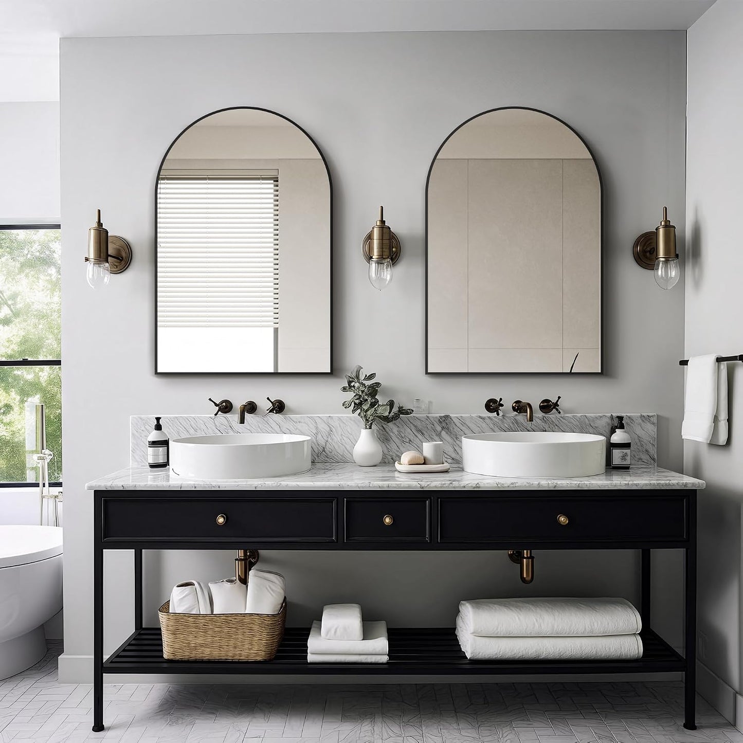 ✨ Modern Arch Wall Mirror | Elegant Black Frame Vanity Mirror for Bathroom, Bedroom & Entryway 🖤