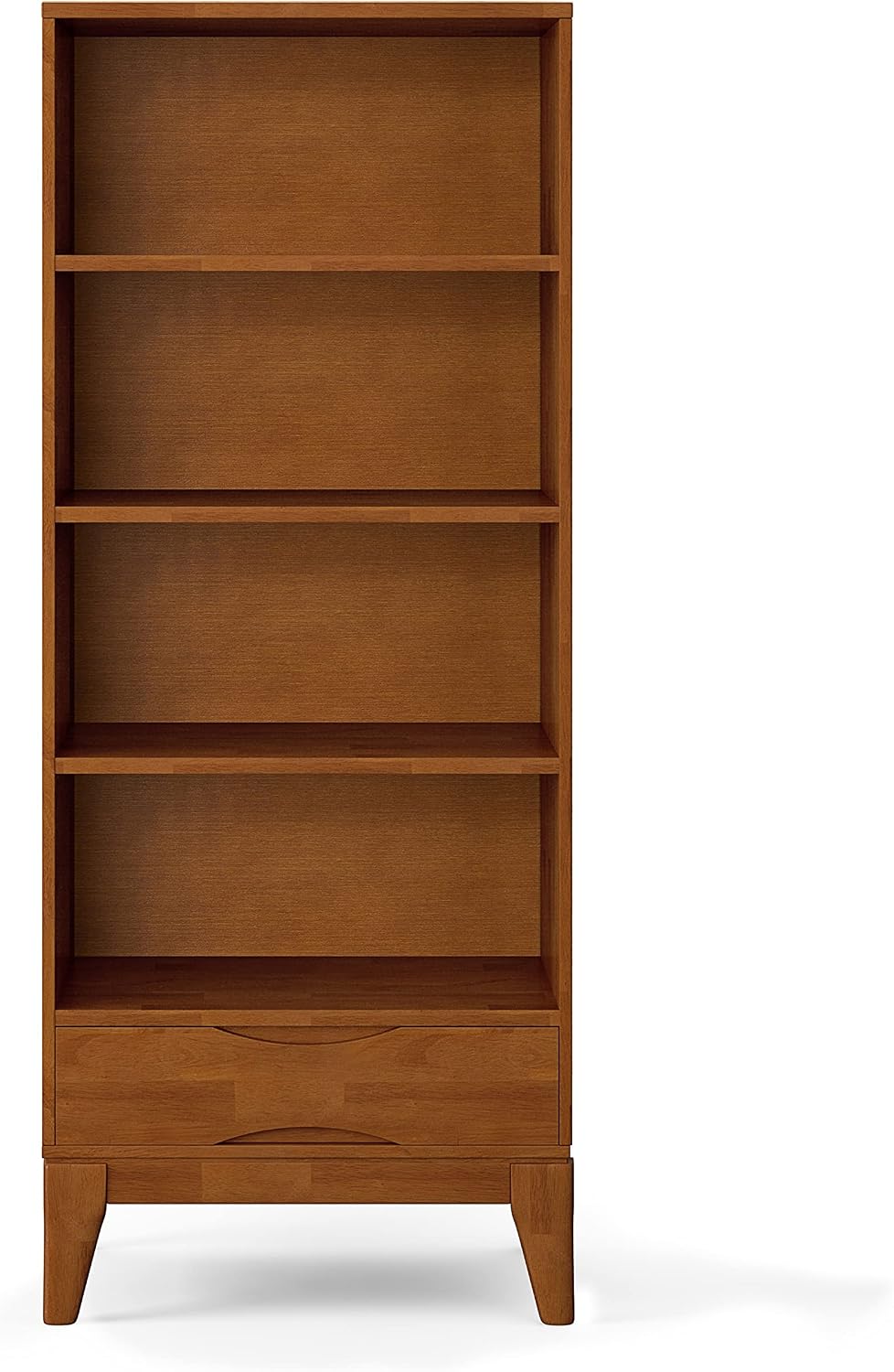 ✨ Mid Century Modern Bookcase | Solid Wood Storage Shelf with Drawer & Adjustable Shelves for Living Room 🪵