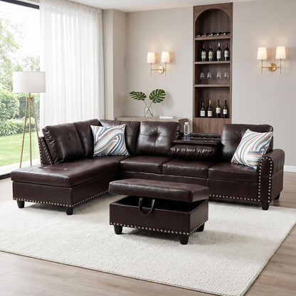 ✨ Modern Leather Sectional Sofa | Luxury Modular L-Shaped Couch for Living Room & Family Spaces 🛋️
