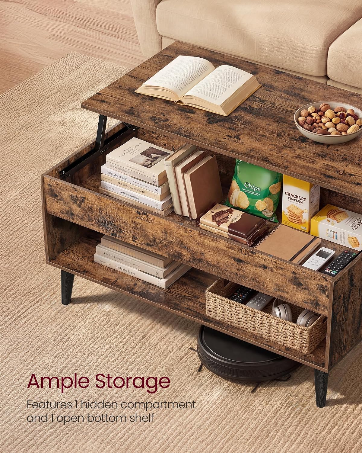 ✨ Modern Lift Top Coffee Table with Hidden Storage | Multifunctional Living Room Table for Small Spaces 🏡