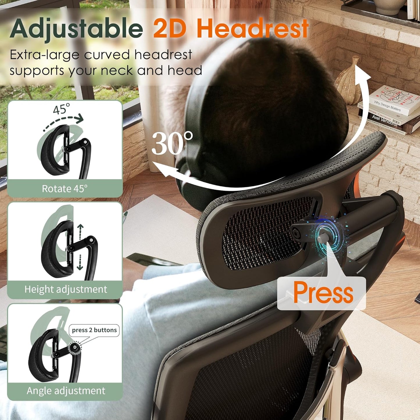 🪑 Premium Ergonomic Office Chair | Adjustable High Back Mesh Desk Chair with Headrest & Flip-Up Arms ✨