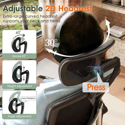 🪑 Premium Ergonomic Office Chair | Adjustable High Back Mesh Desk Chair with Headrest & Flip-Up Arms ✨