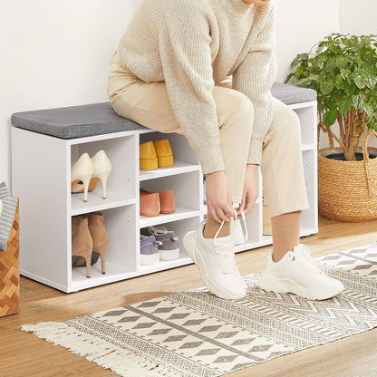 ✨ Modern Entryway Shoe Bench with Cushion | Stylish Shoe Storage Organizer with Adjustable Shelves for Home 🏡