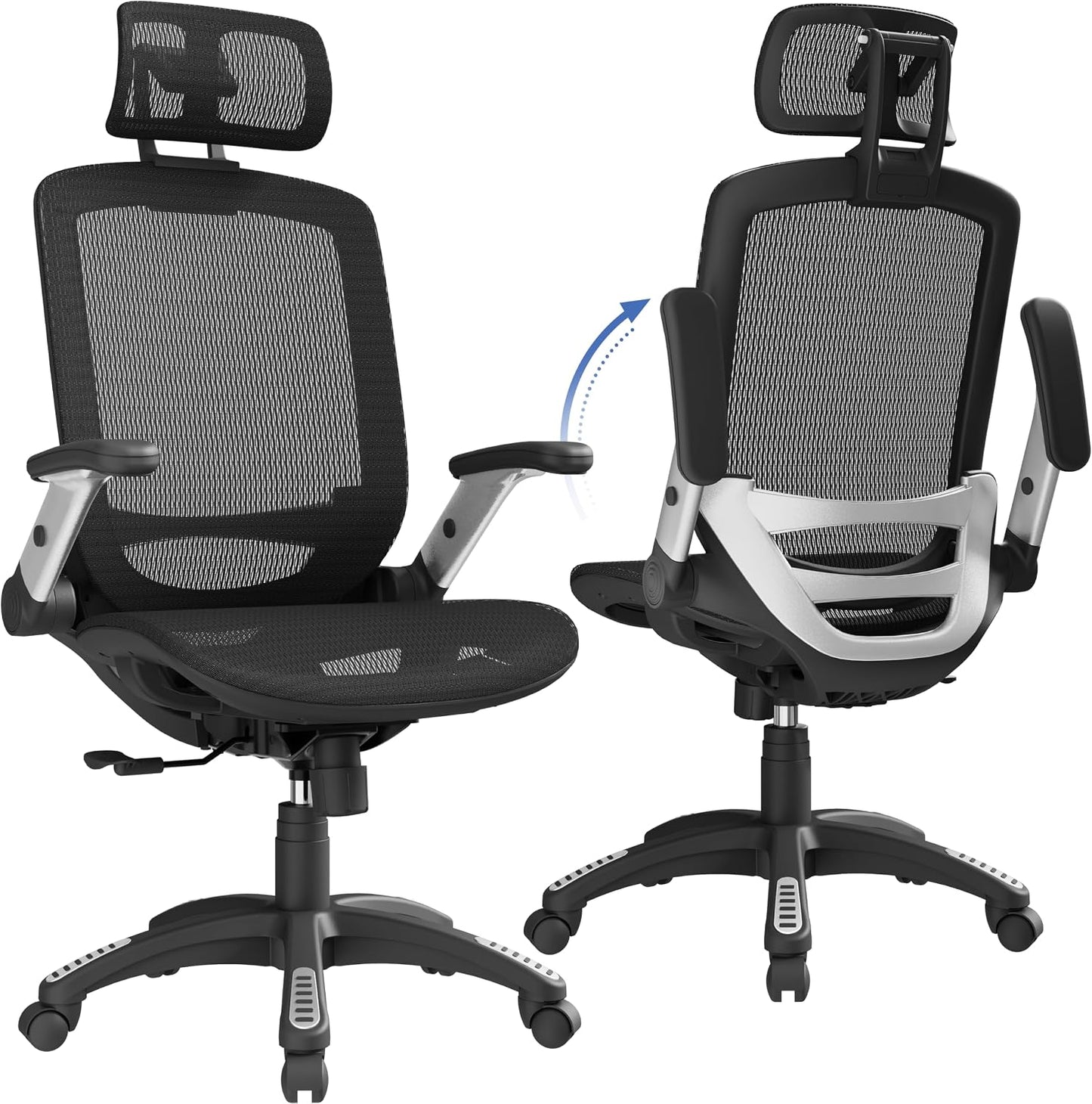 🪑 Premium Ergonomic Office Chair | Adjustable High Back Mesh Desk Chair with Headrest & Flip-Up Arms ✨