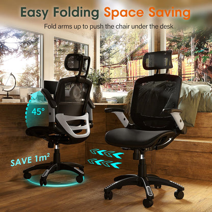 🪑 Premium Ergonomic Office Chair | Adjustable High Back Mesh Desk Chair with Headrest & Flip-Up Arms ✨