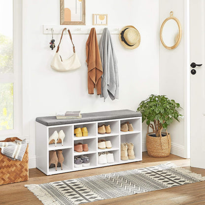 ✨ Modern Entryway Shoe Bench with Cushion | Stylish Shoe Storage Organizer with Adjustable Shelves for Home 🏡