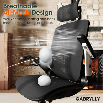 🪑 Premium Ergonomic Office Chair | Adjustable High Back Mesh Desk Chair with Headrest & Flip-Up Arms ✨