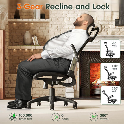 🪑 Premium Ergonomic Office Chair | Adjustable High Back Mesh Desk Chair with Headrest & Flip-Up Arms ✨